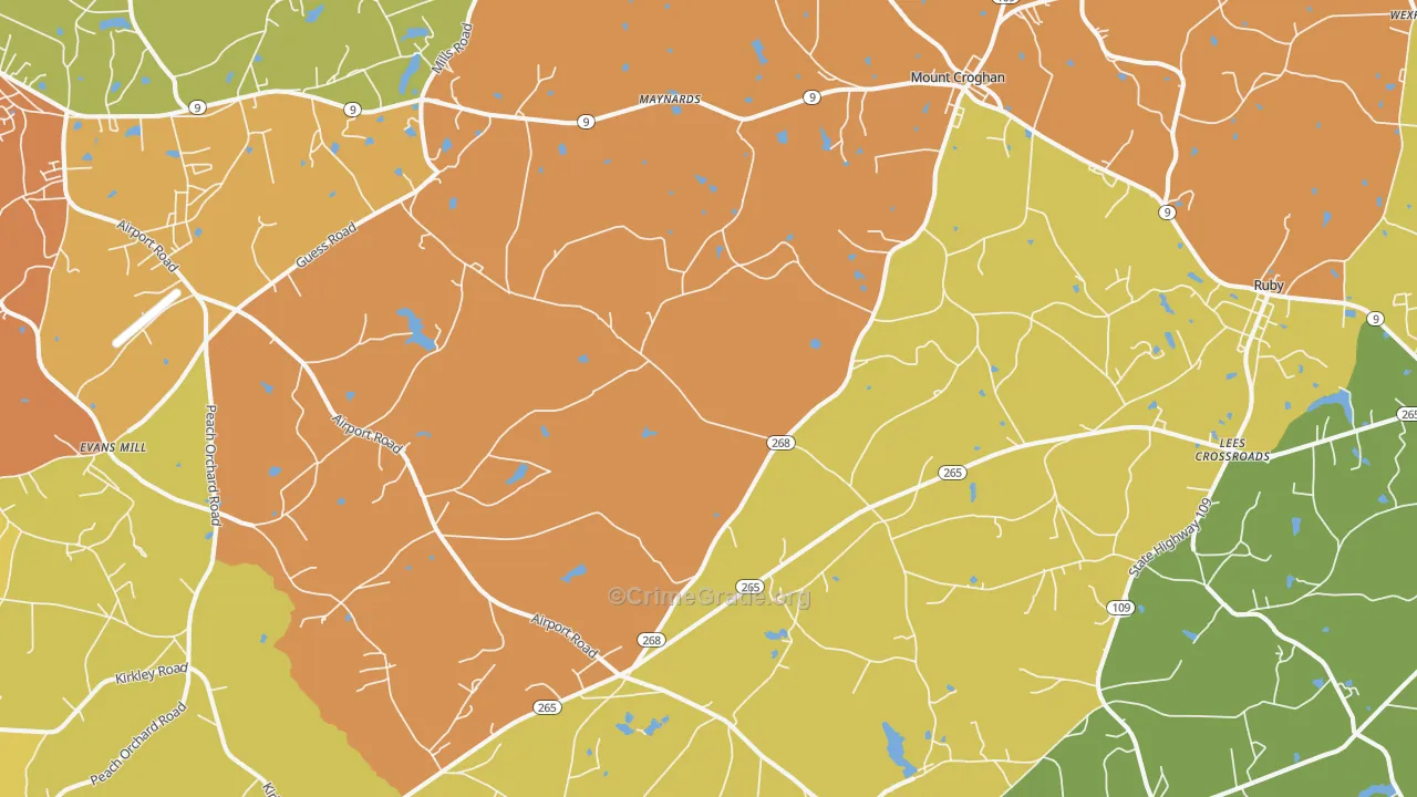 Mount Croghan, SC Map of Burglary Rates
