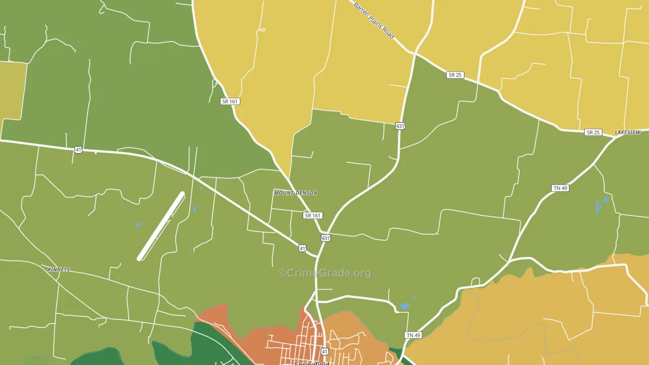 Mount Denson, TN Map of Burglary Rates