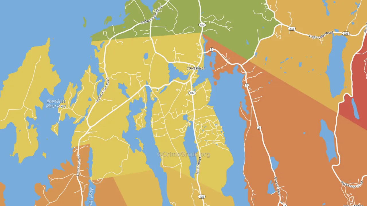 Mount Desert, ME Map of Burglary Rates