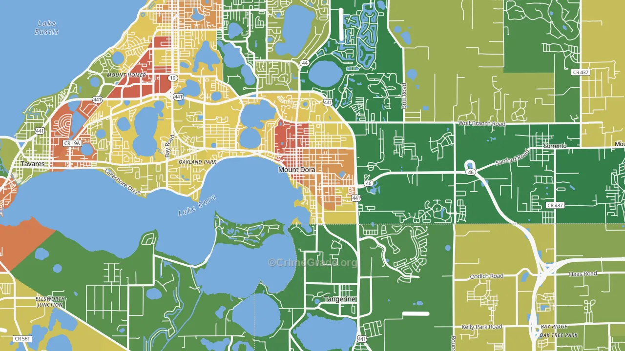 Mount Dora, FL Map of Burglary Rates