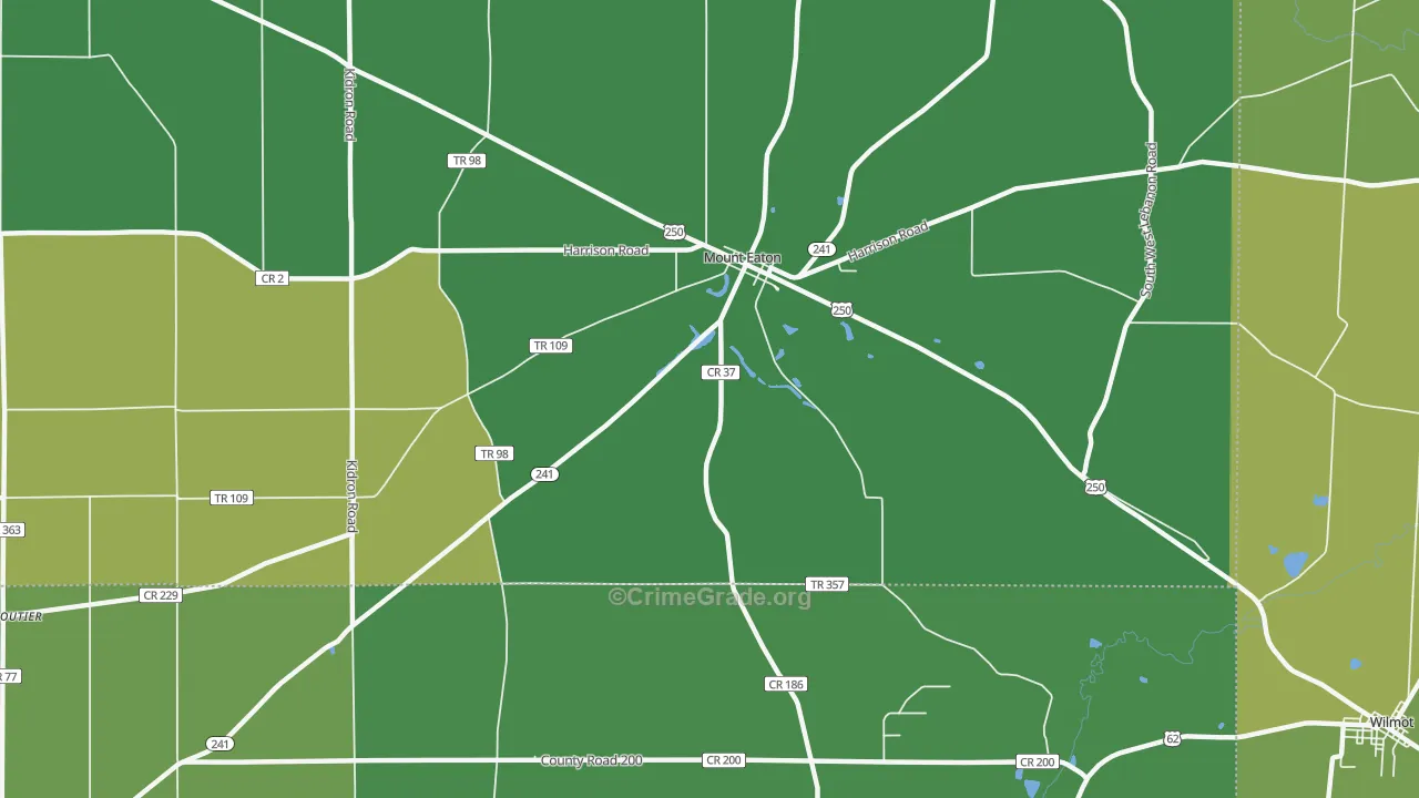 Mount Eaton, OH Map of Burglary Rates