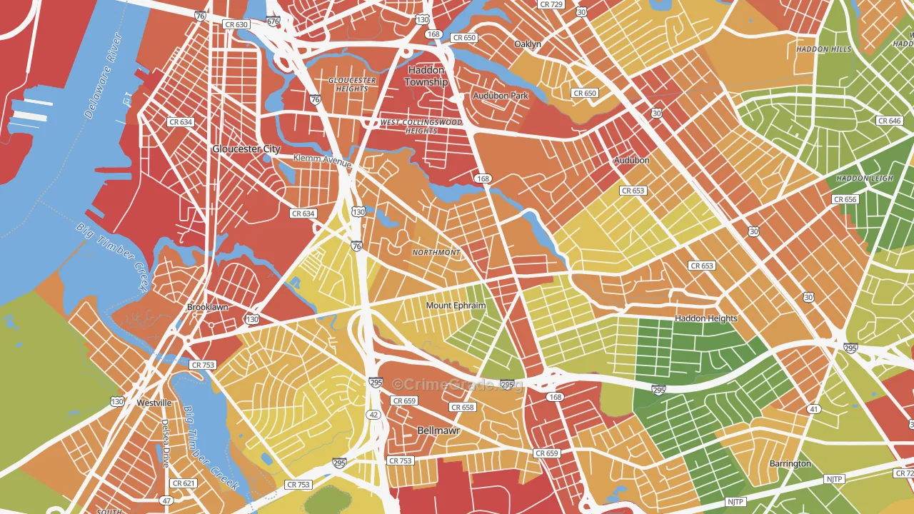 Mount Ephraim, NJ Map of Burglary Rates