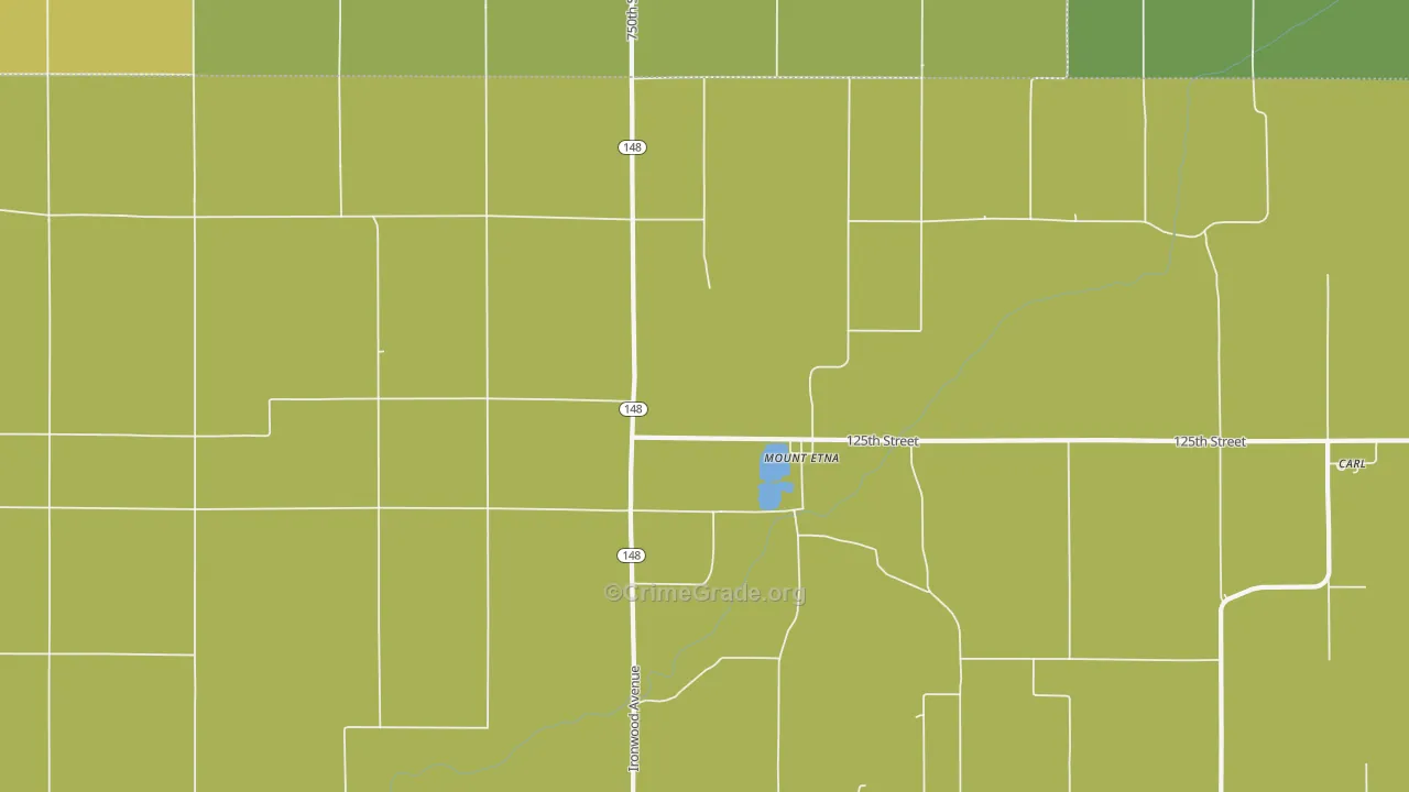 Mount Etna, IA Map of Burglary Rates