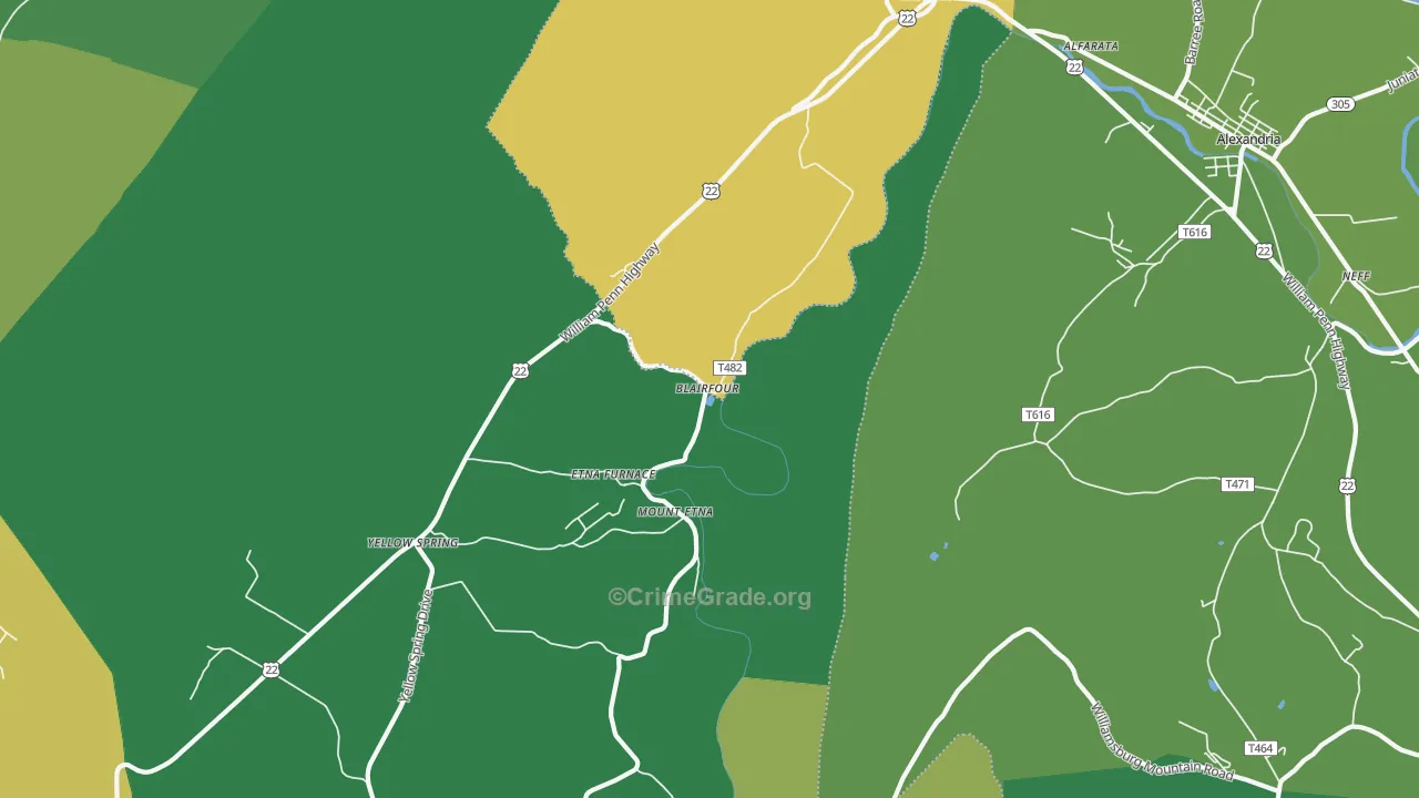 Mount Etna, PA Map of Burglary Rates