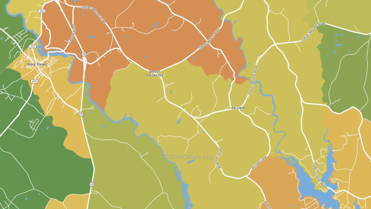Mount Gallagher, SC Map of Burglary Rates