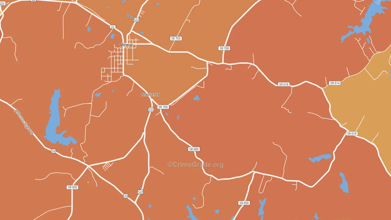 Mount Garland, VA Map of Burglary Rates
