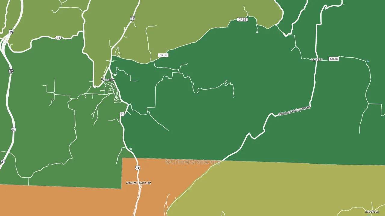 Mount Gaylor, AR Map of Burglary Rates