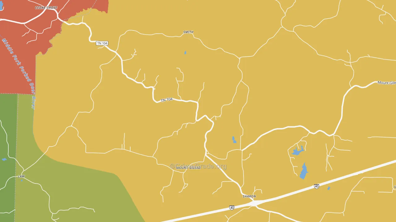 Mount Gilead, TN Map of Burglary Rates
