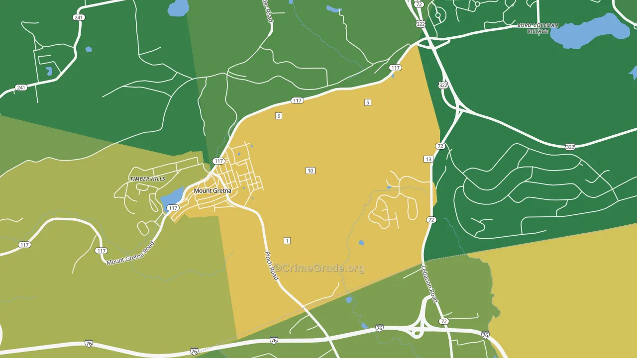 Mount Gretna Heights, PA Map of Burglary Rates