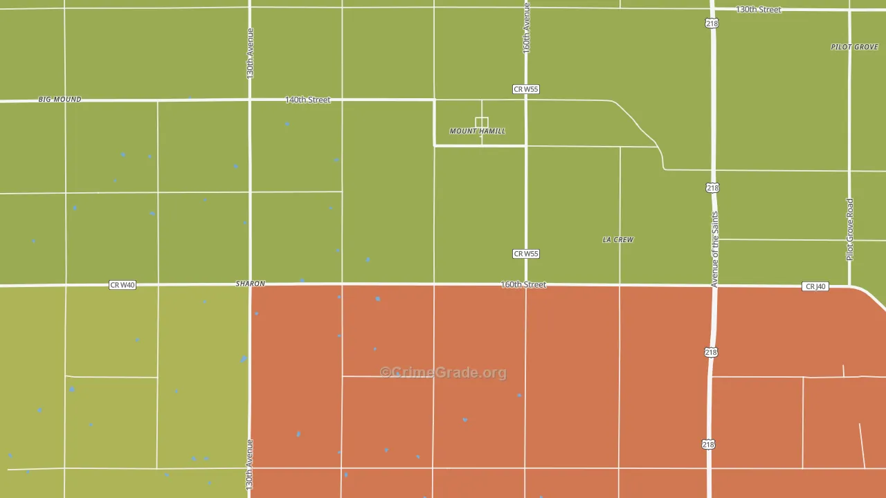 Mount Hamill, IA Map of Burglary Rates
