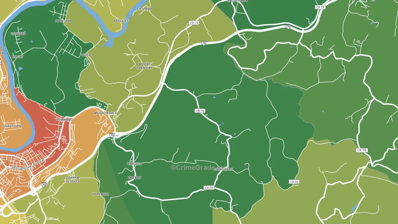 Mount Harmony, WV Map of Burglary Rates