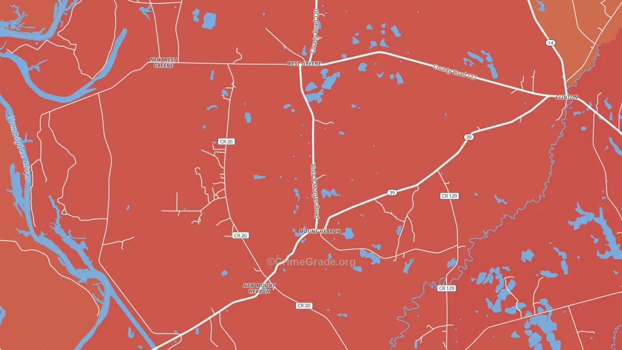Mount Hebron, AL Map of Burglary Rates