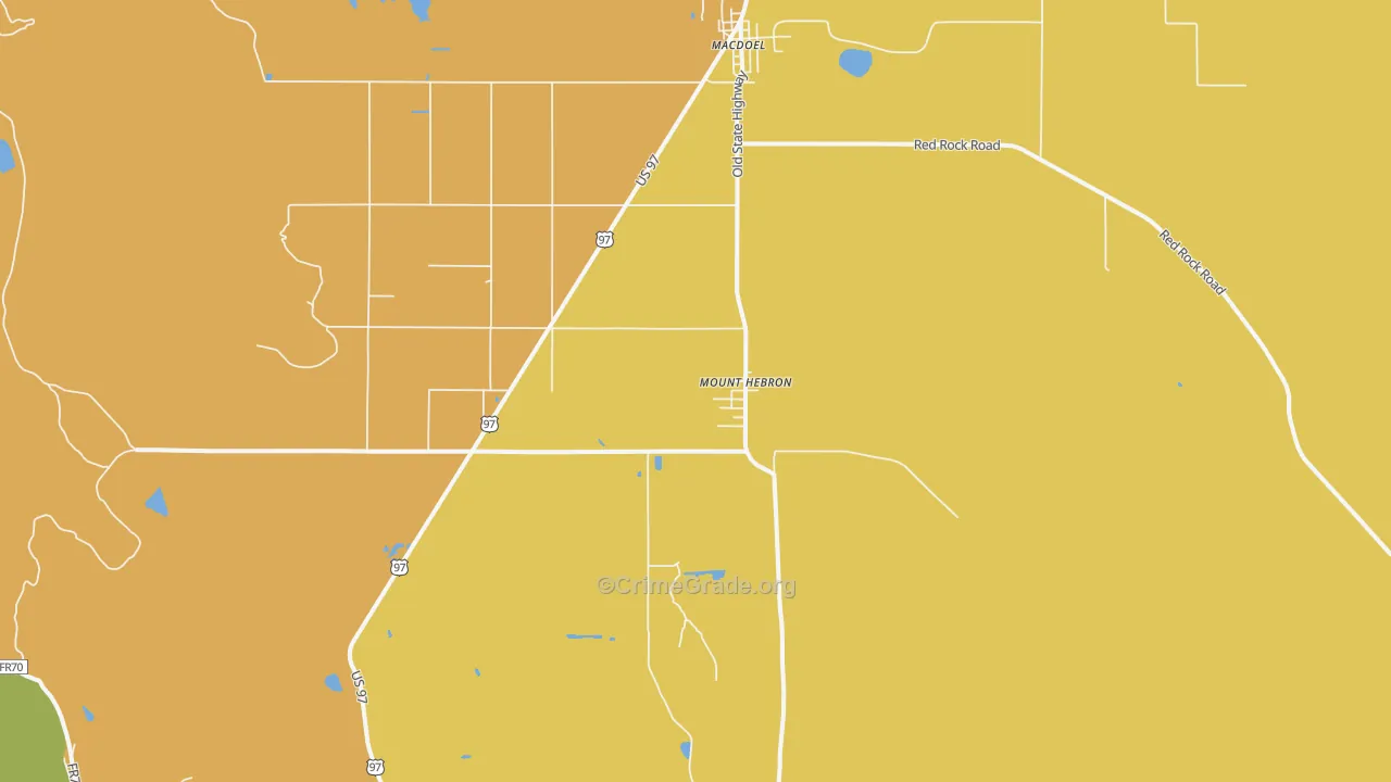 Mount Hebron, CA Map of Burglary Rates