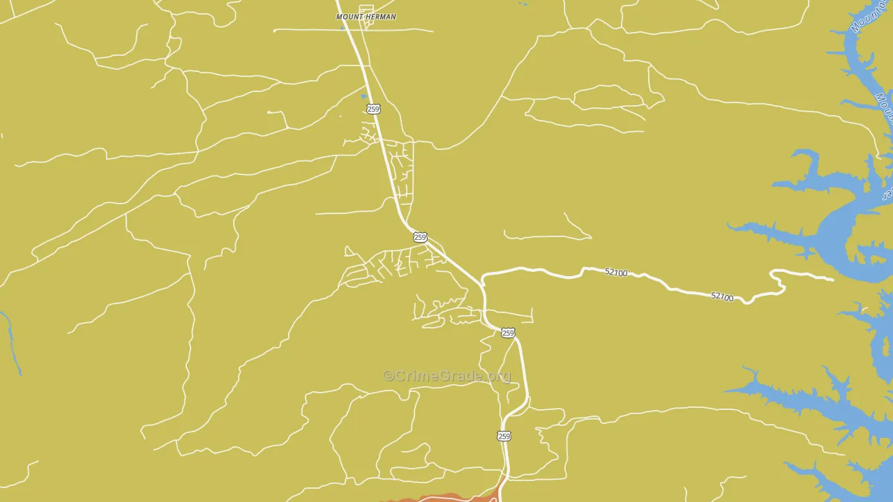 Mount Herman, OK Map of Burglary Rates