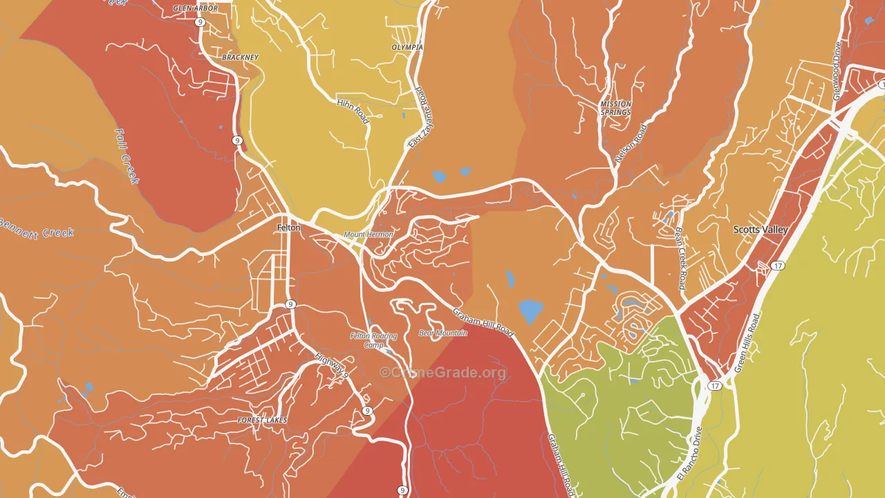 Mount Hermon, CA Map of Burglary Rates