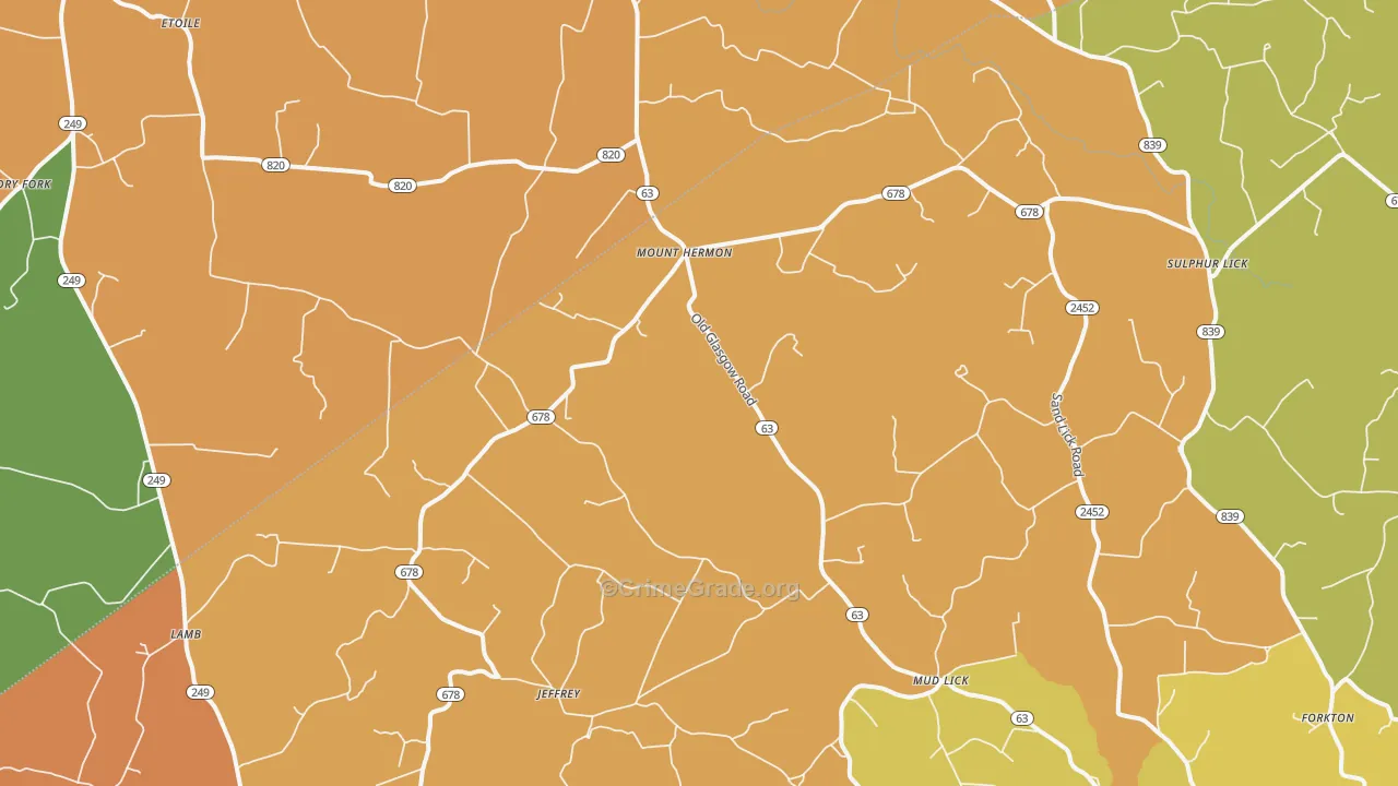 Mount Hermon, KY Map of Burglary Rates