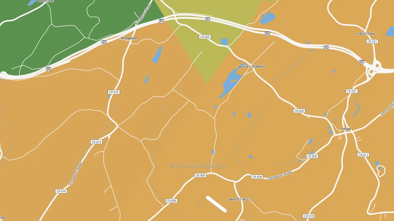 Mount Hermon, NJ Map of Burglary Rates
