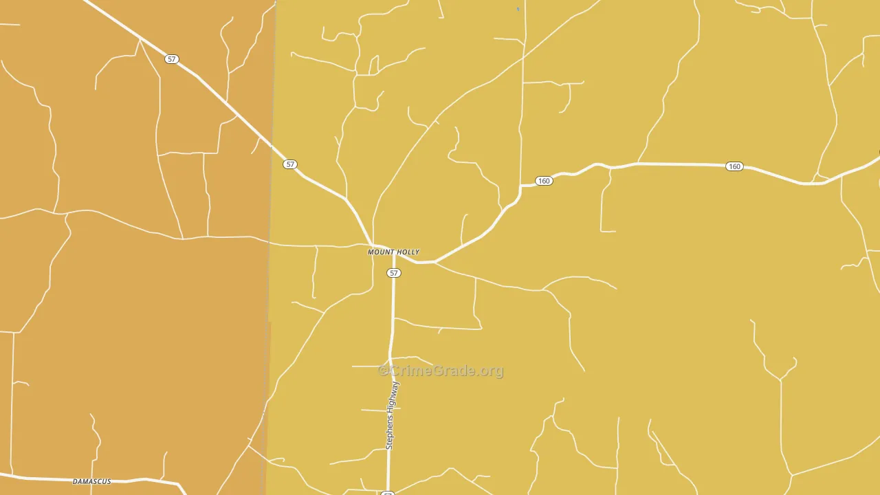 Mount Holly, AR Map of Burglary Rates