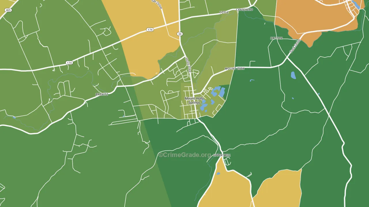 Mount Holly Springs, PA Map of Burglary Rates