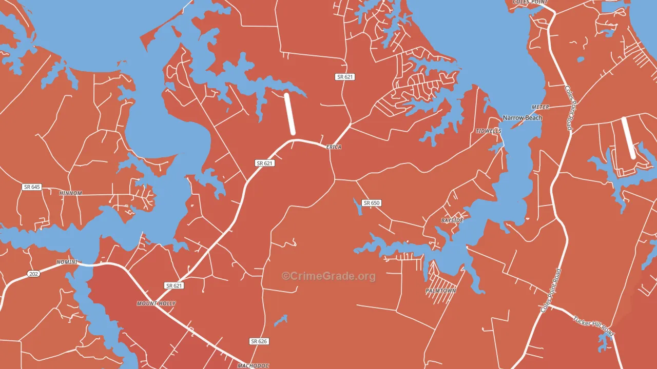 Mount Holly, VA Map of Burglary Rates