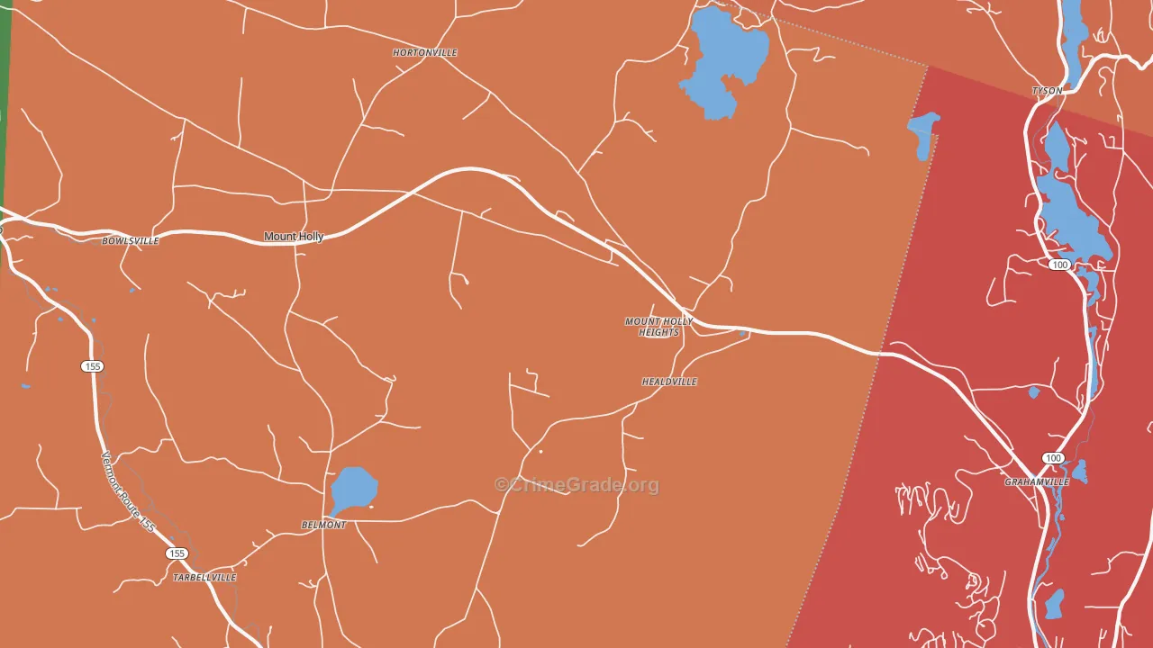 Mount Holly, VT Map of Burglary Rates