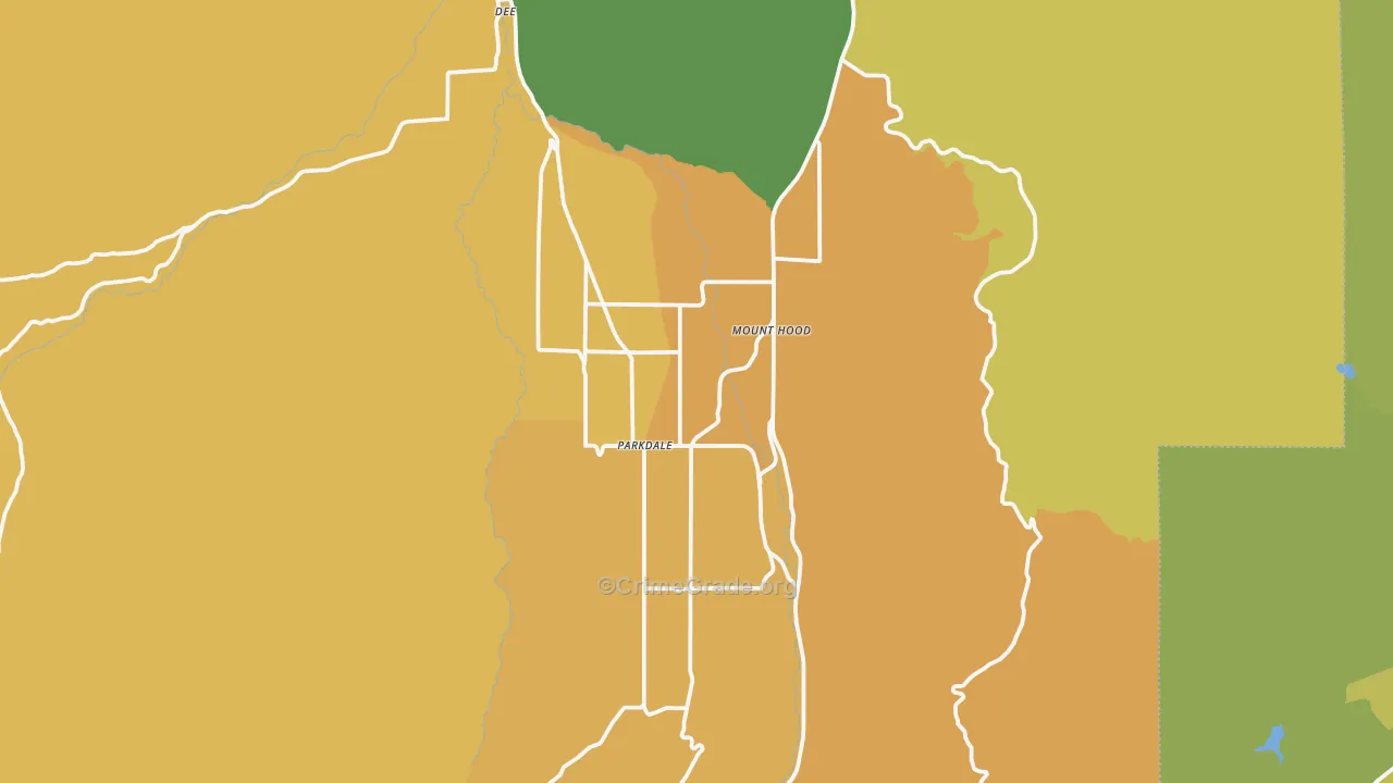 Mount Hood-Parkdale, OR Map of Burglary Rates
