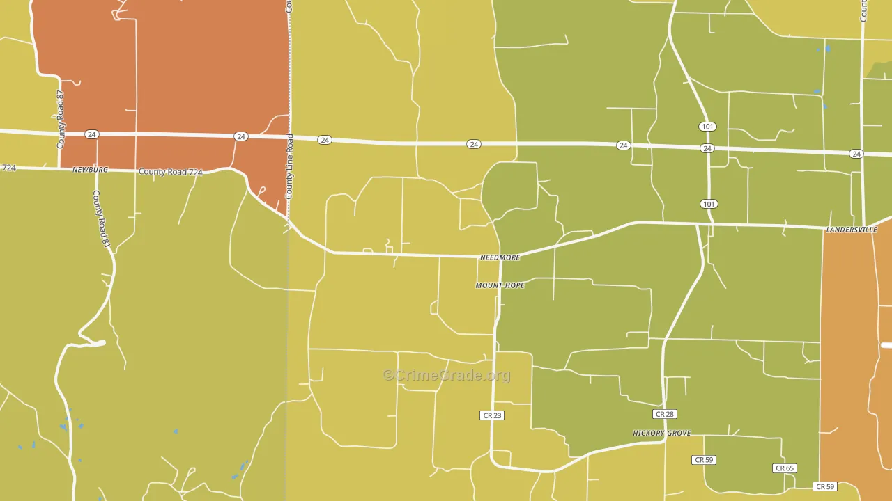 Mount Hope, AL Map of Burglary Rates