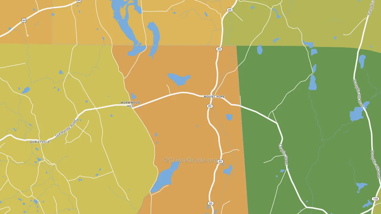 Mount Hope, CT Map of Burglary Rates