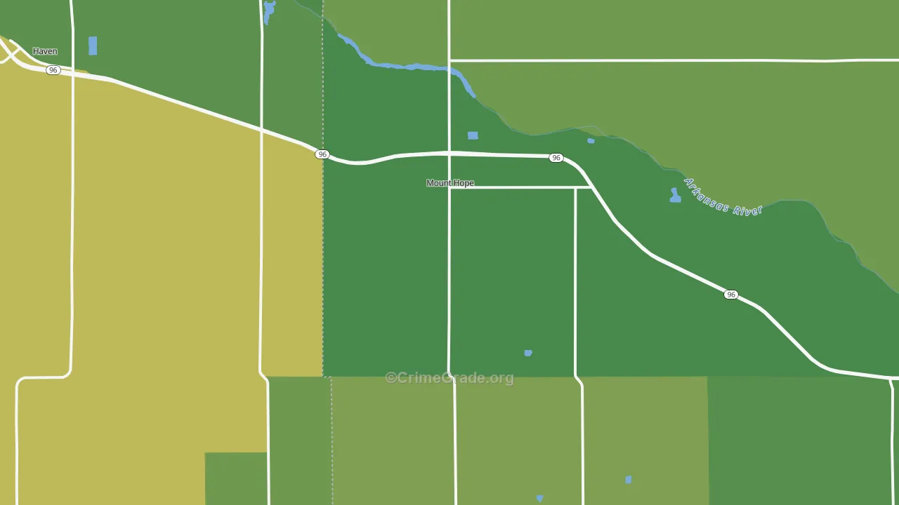 Mount Hope, KS Map of Burglary Rates