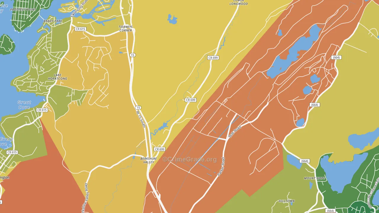 Mount Hope, NJ Map of Burglary Rates