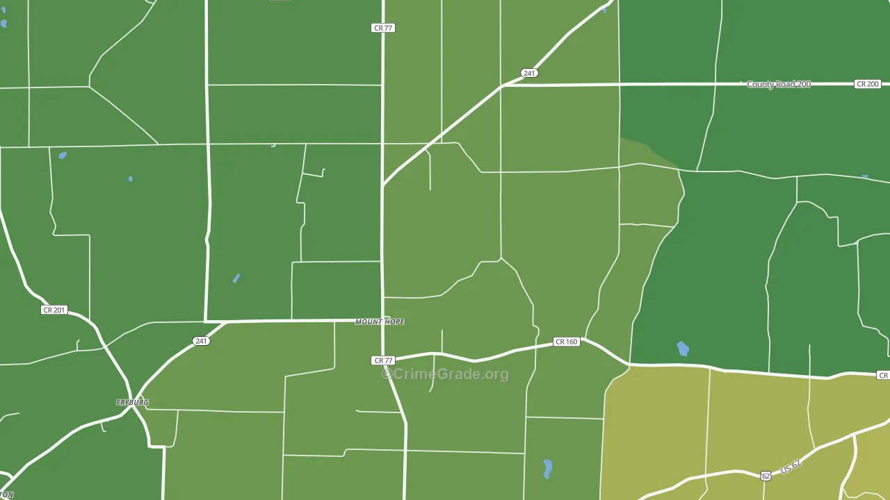 Mount Hope, OH Map of Burglary Rates
