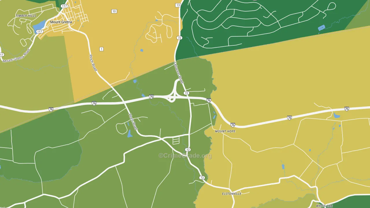 Mount Hope, PA Map of Burglary Rates