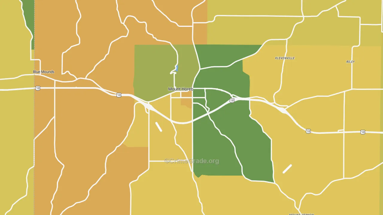 Mount Horeb, WI Map of Burglary Rates
