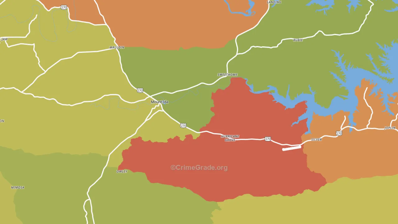Mount Ida, AR Map of Burglary Rates