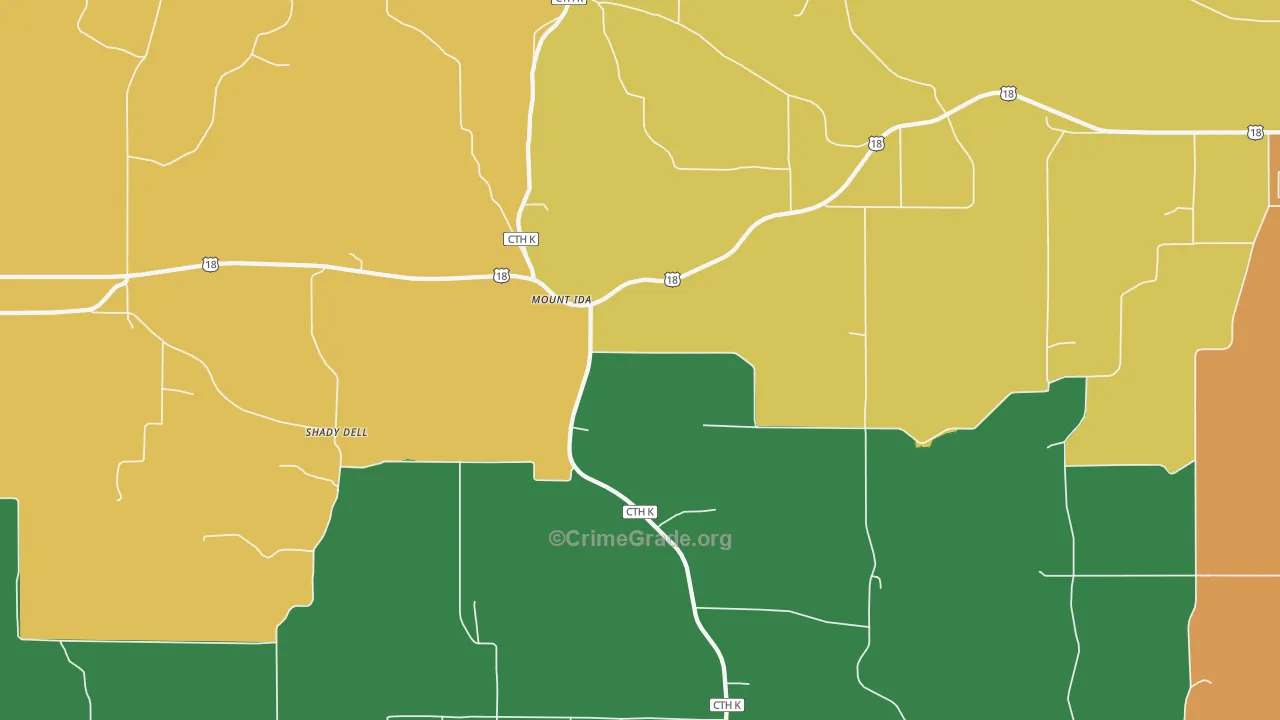 Mount Ida, WI Map of Burglary Rates