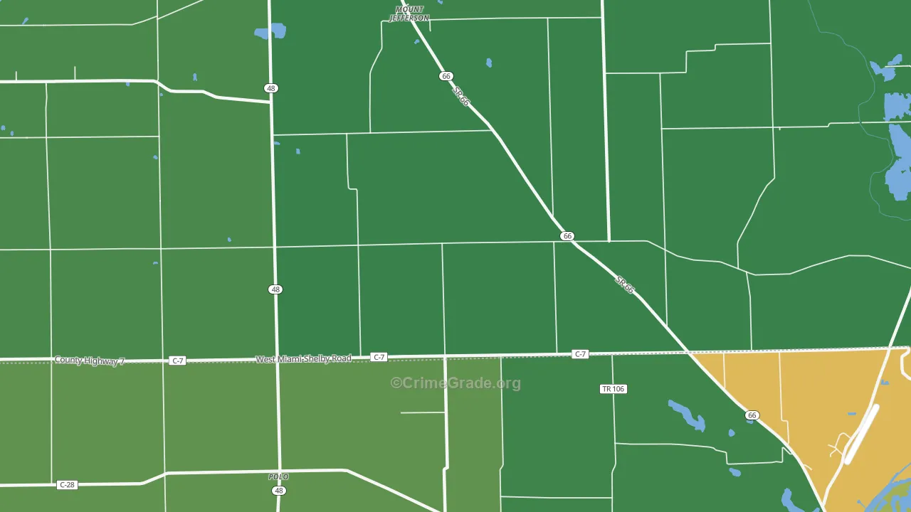 Mount Jefferson, OH Map of Burglary Rates