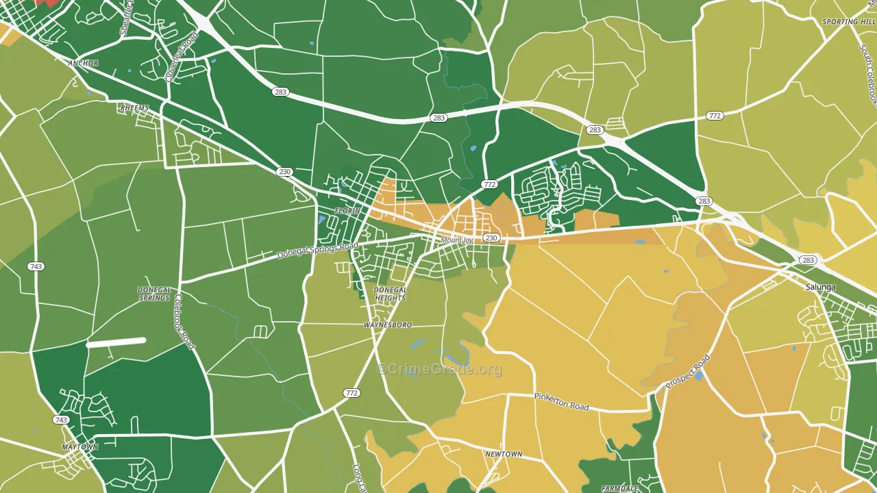 Mount Joy, PA Map of Burglary Rates