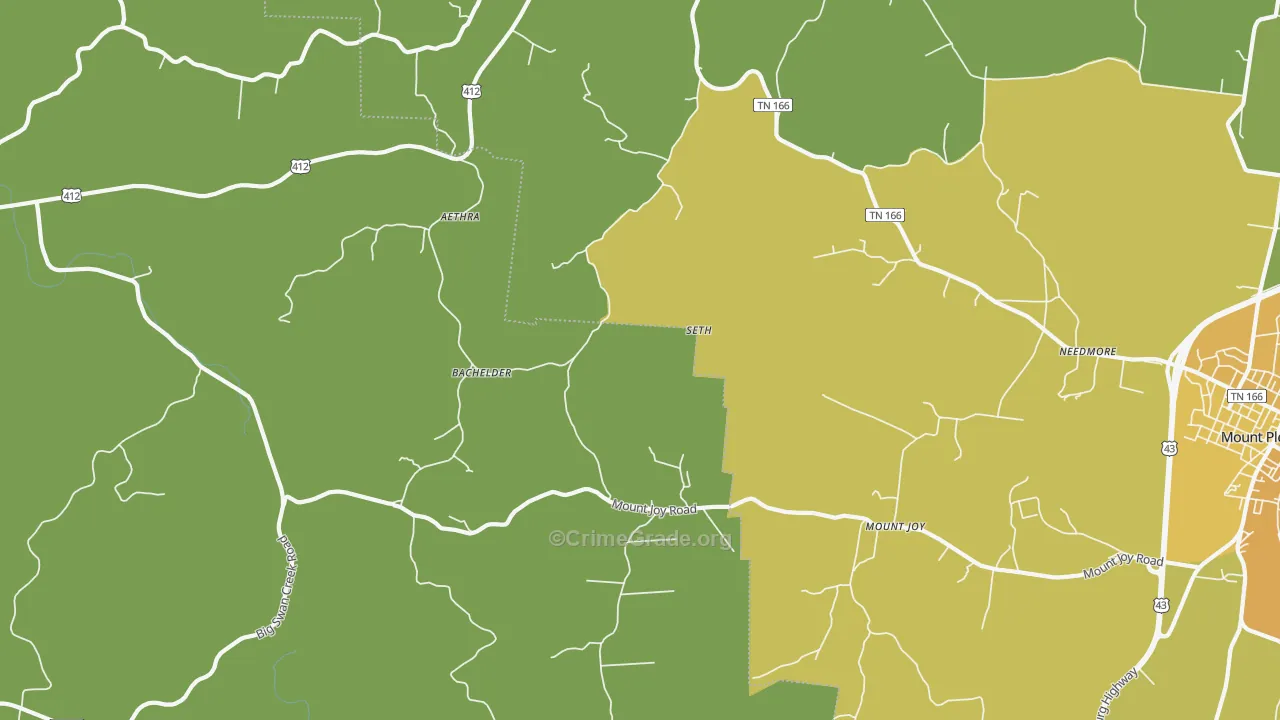 Mount Joy, TN Map of Burglary Rates