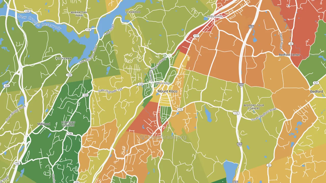 Mount Kisco, NY Map of Burglary Rates