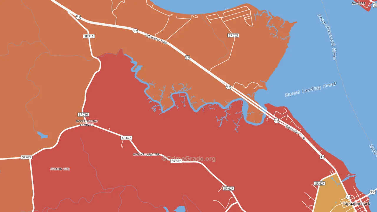 Mount Landing, VA Map of Burglary Rates