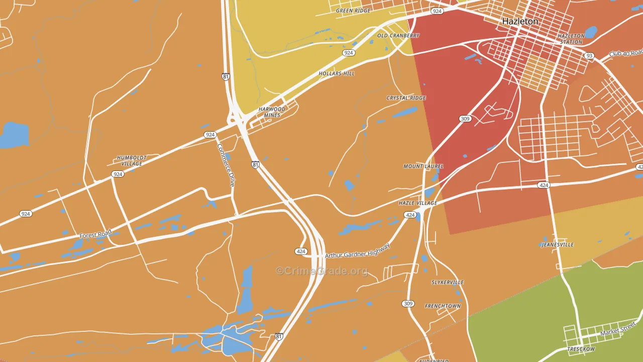 Mount Laurel, PA Map of Burglary Rates