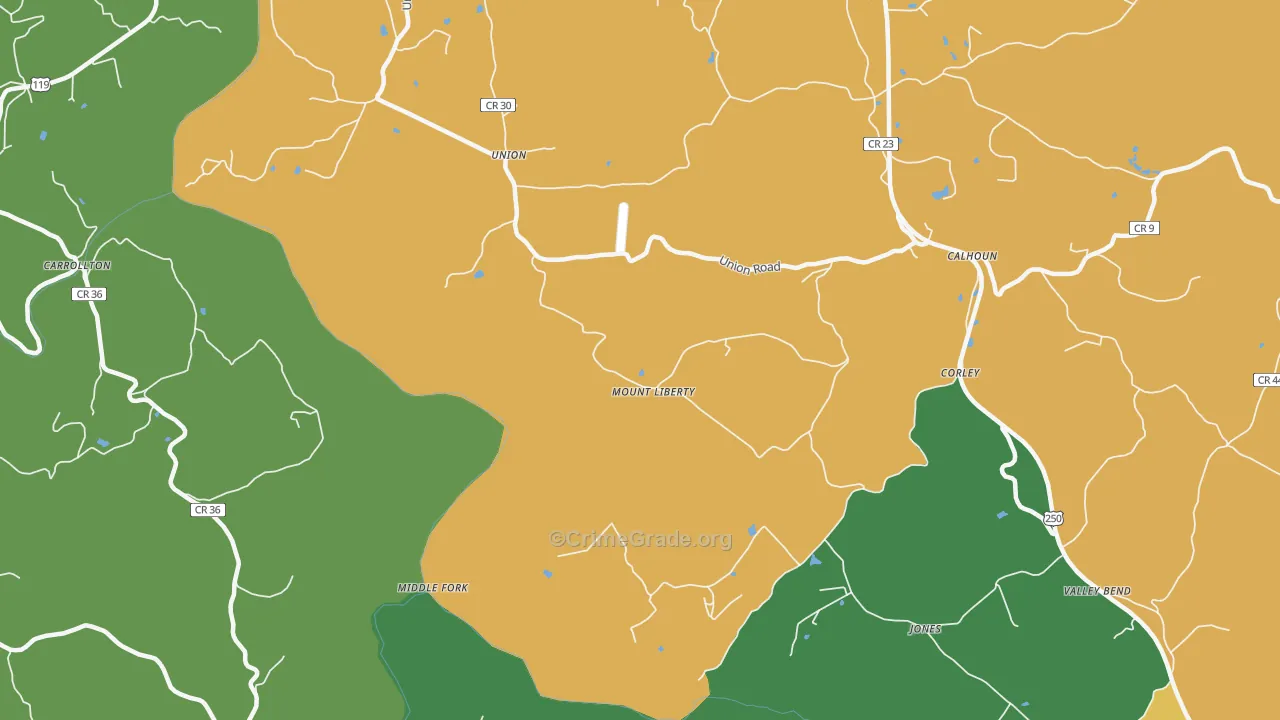 Mount Liberty, WV Map of Burglary Rates