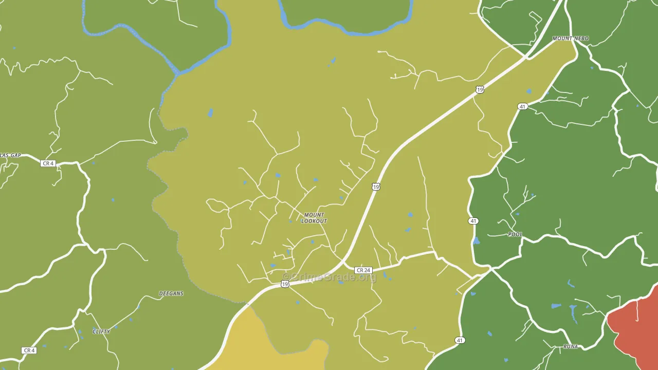 Mount Lookout, WV Map of Burglary Rates