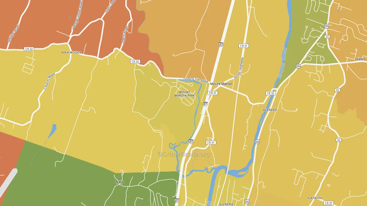 Mount Marion, NY Map of Burglary Rates