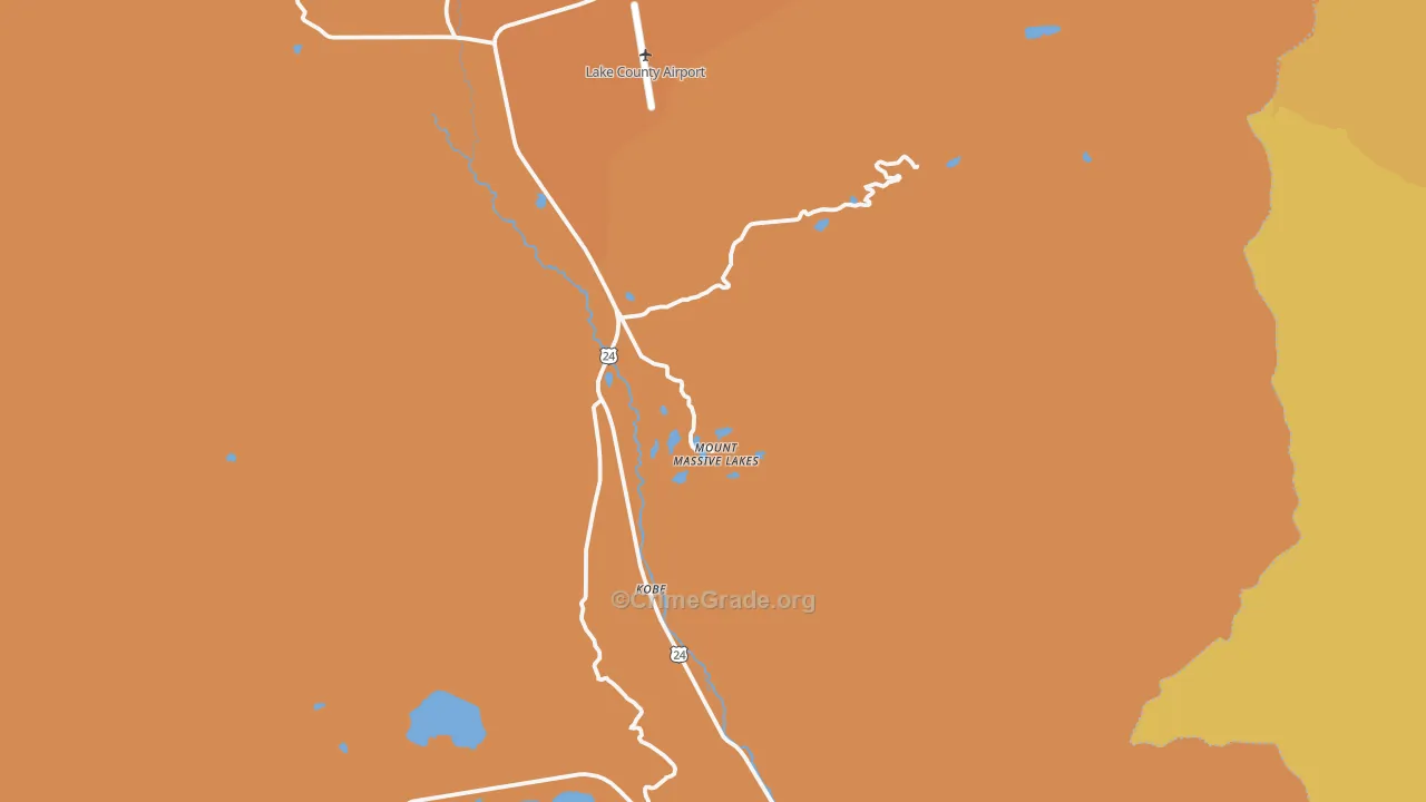 Mount Massive Lakes, CO Map of Burglary Rates