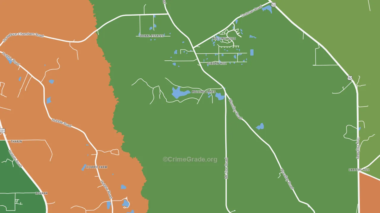 Mount Meigs, AL Map of Burglary Rates