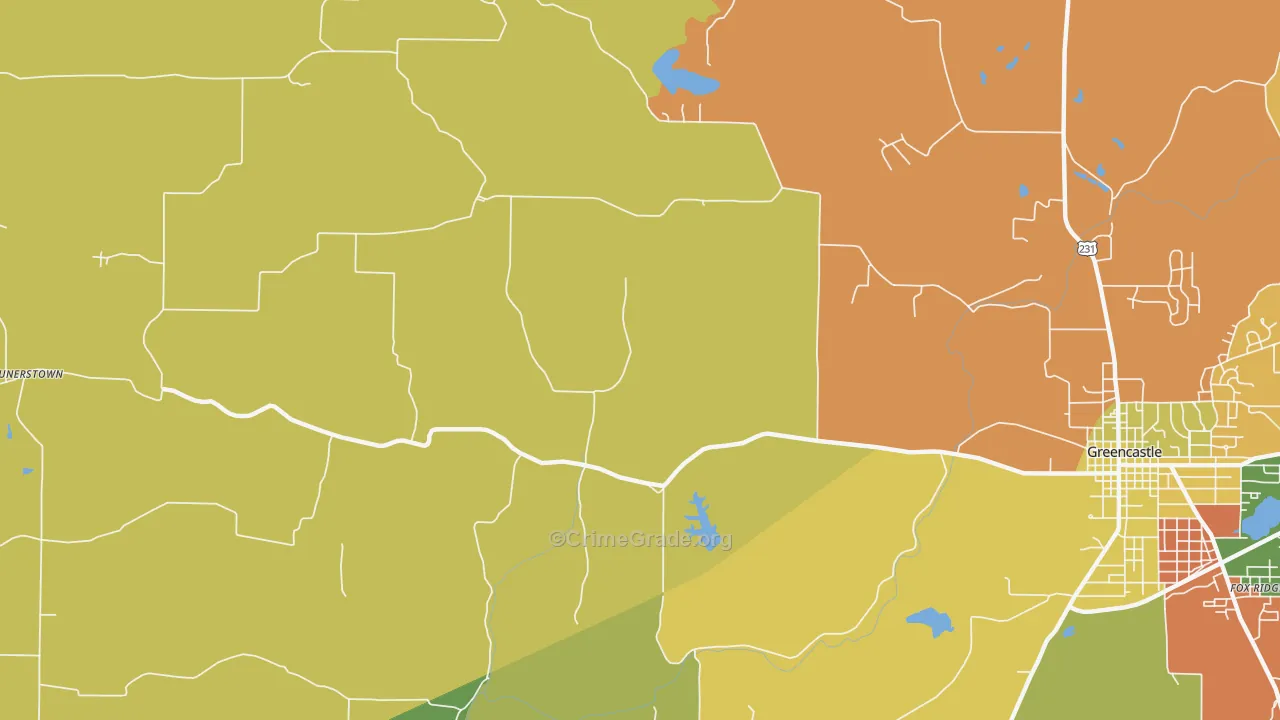 Mount Meridian, IN Map of Burglary Rates
