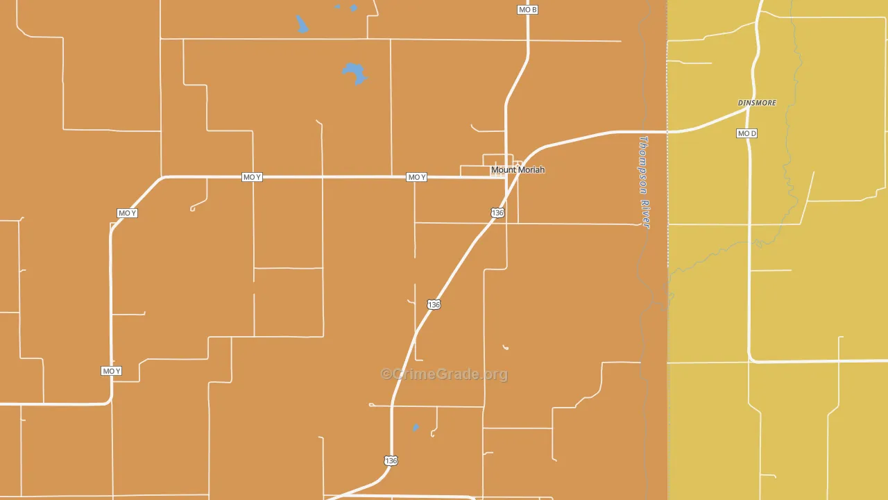 Mount Moriah, MO Map of Burglary Rates
