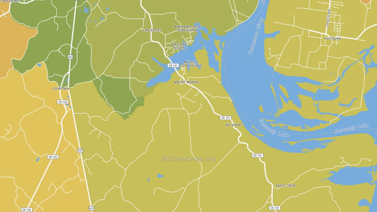 Mount Moriah, TN Map of Burglary Rates
