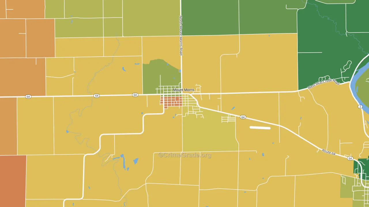 Mount Morris, IL Map of Burglary Rates